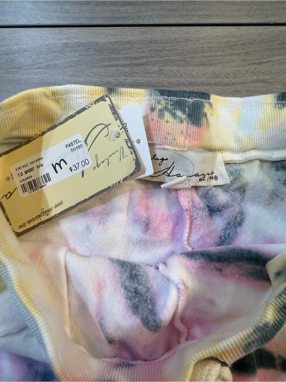 Vintage Havana Tie-Dye Comfort Lounge Shorts - Pink, Yellow & Black